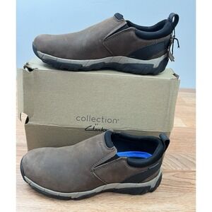 Clarks Grove Step Brown Leather Slip-on Waterproof Comfort Shoes Men's Size 8